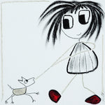 Carica l&#39;immagine nel visualizzatore di Gallery, La pupetta e il cane - Pastello ad olio su legno
